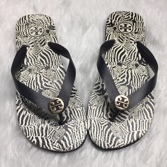 tory burch animal print flip flops